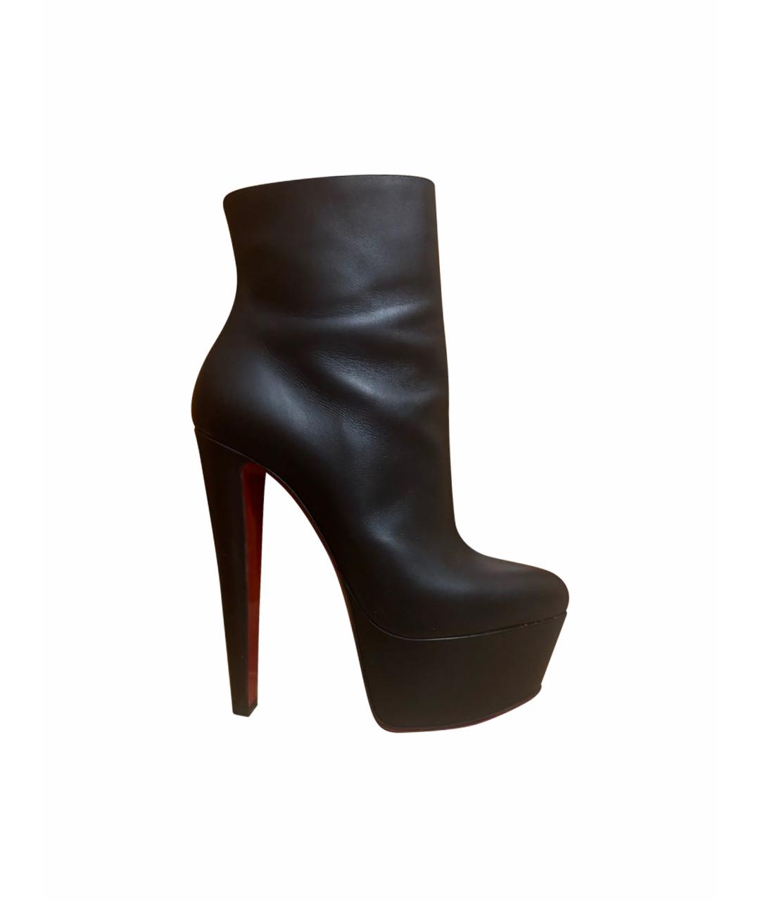 CHRISTIAN LOUBOUTIN Черные кожаные ботильоны, фото 1