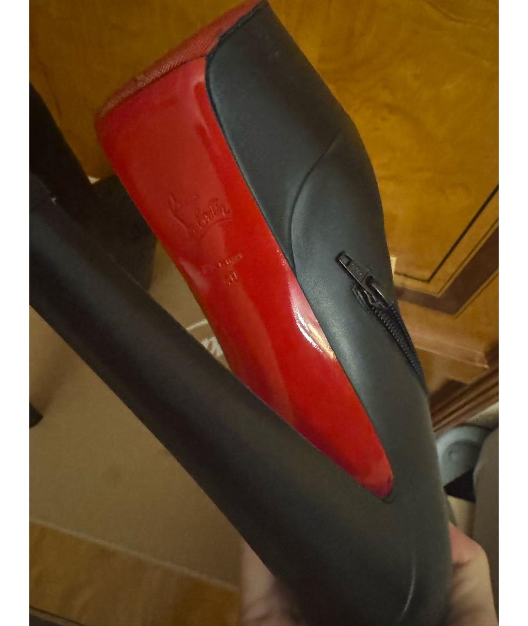 CHRISTIAN LOUBOUTIN Черные кожаные ботильоны, фото 4