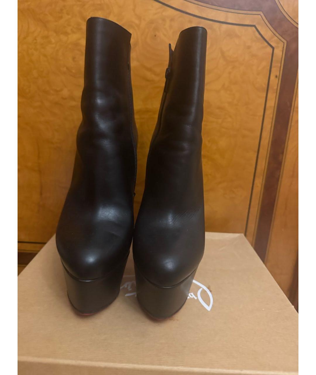 CHRISTIAN LOUBOUTIN Черные кожаные ботильоны, фото 2