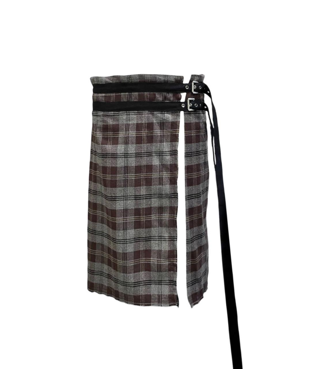 ANN DEMEULEMEESTER Серая вискозная юбка мини, фото 1