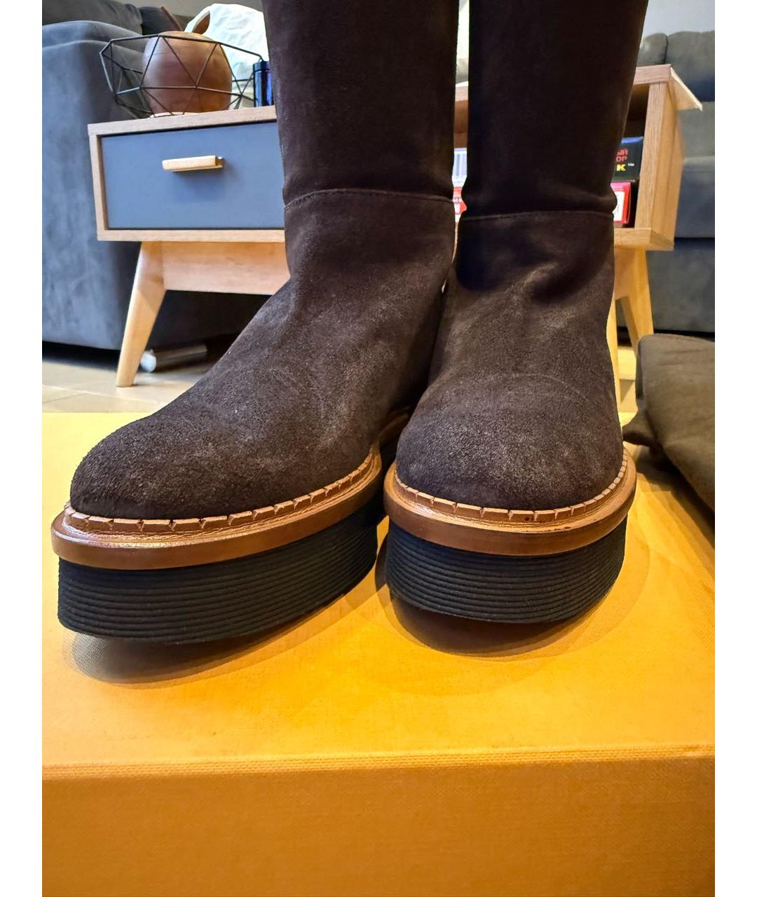 TOD'S Коричневые замшевые сапоги, фото 3