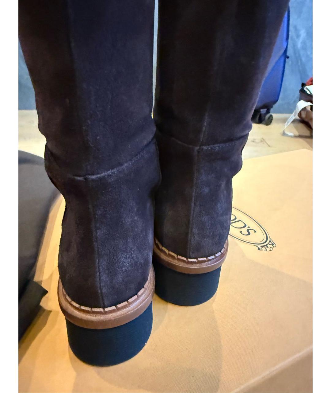 TOD'S Коричневые замшевые сапоги, фото 2