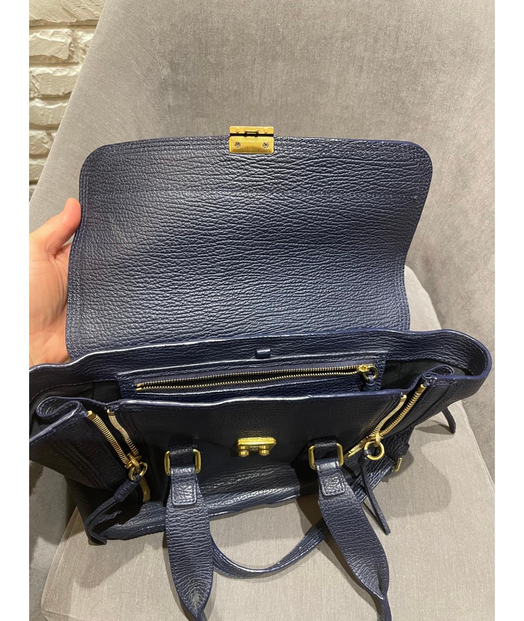 3.1 PHILLIP LIM Синяя кожаная сумка тоут, фото 4