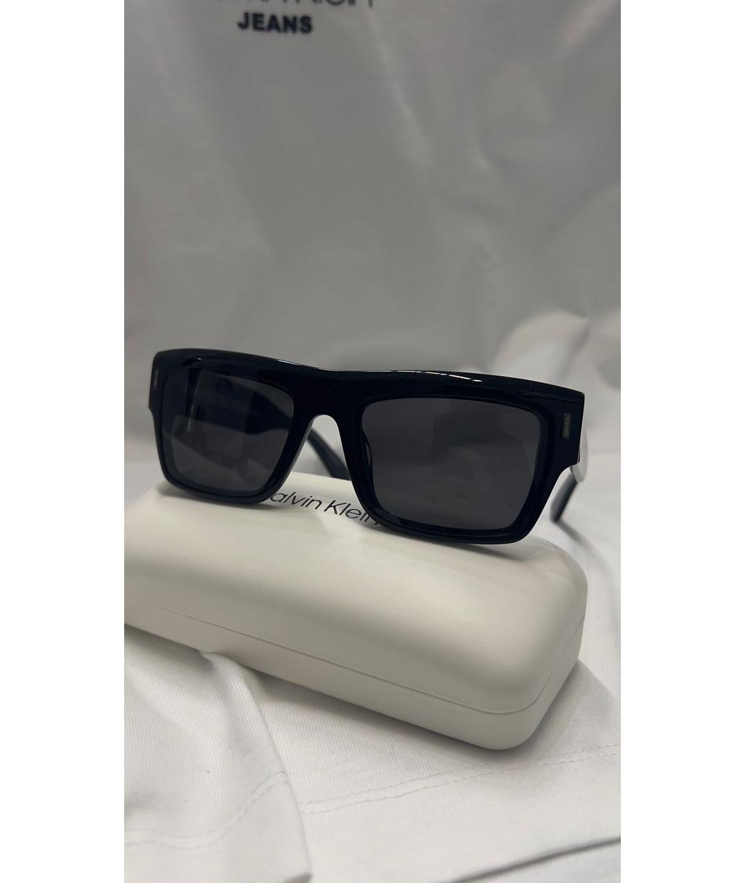 CALVIN KLEIN Черные пластиковые солнцезащитные очки, фото 5