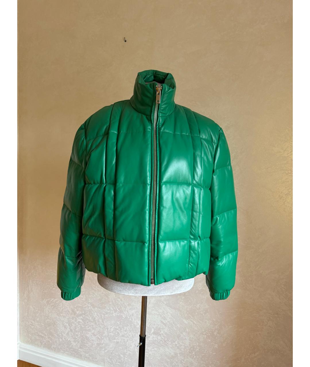 BOTTEGA VENETA Зеленая кожаная куртка, фото 9
