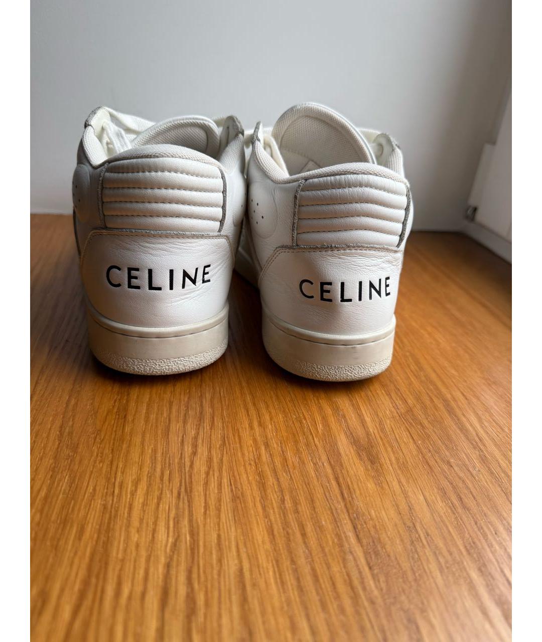 CELINE Белые кожаные кроссовки, фото 5