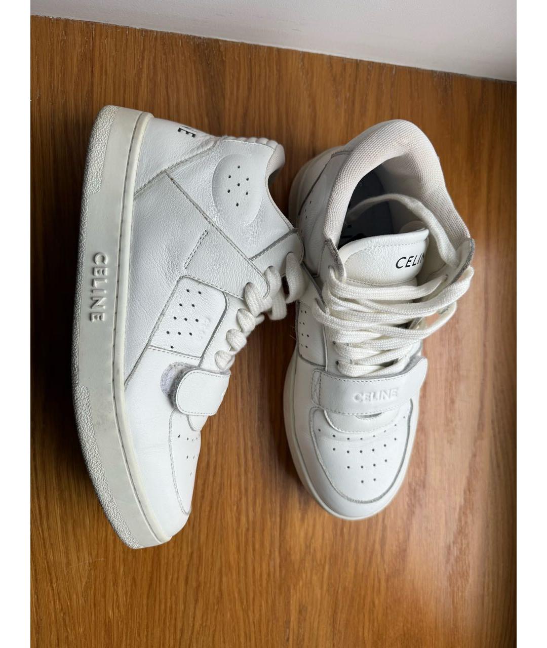 CELINE Белые кожаные кроссовки, фото 9