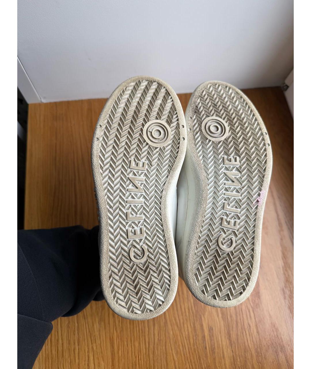 CELINE Белые кожаные кроссовки, фото 6