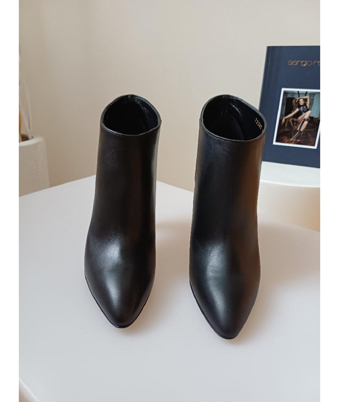 SERGIO ROSSI Черные кожаные ботильоны, фото 7
