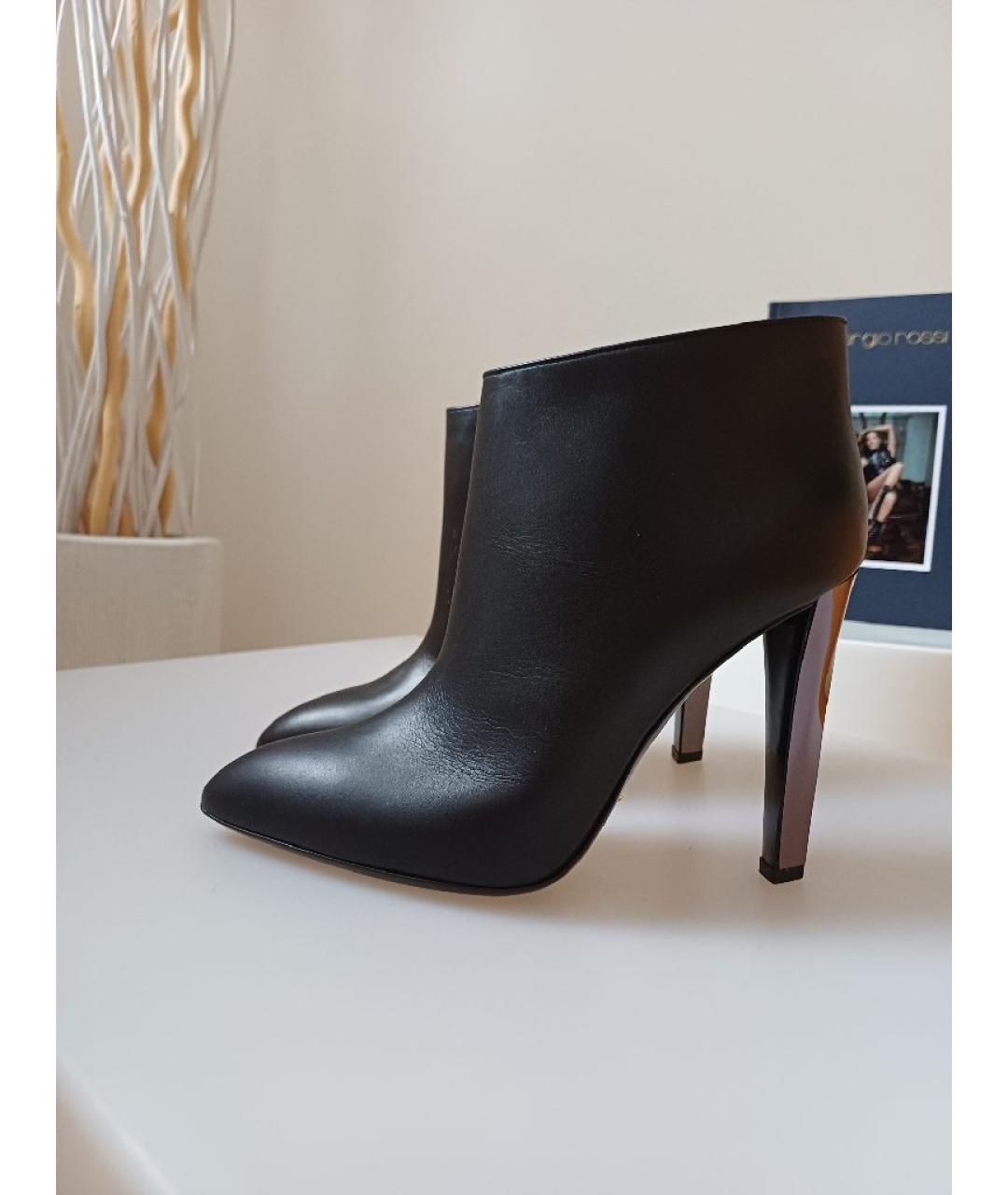 SERGIO ROSSI Черные кожаные ботильоны, фото 2