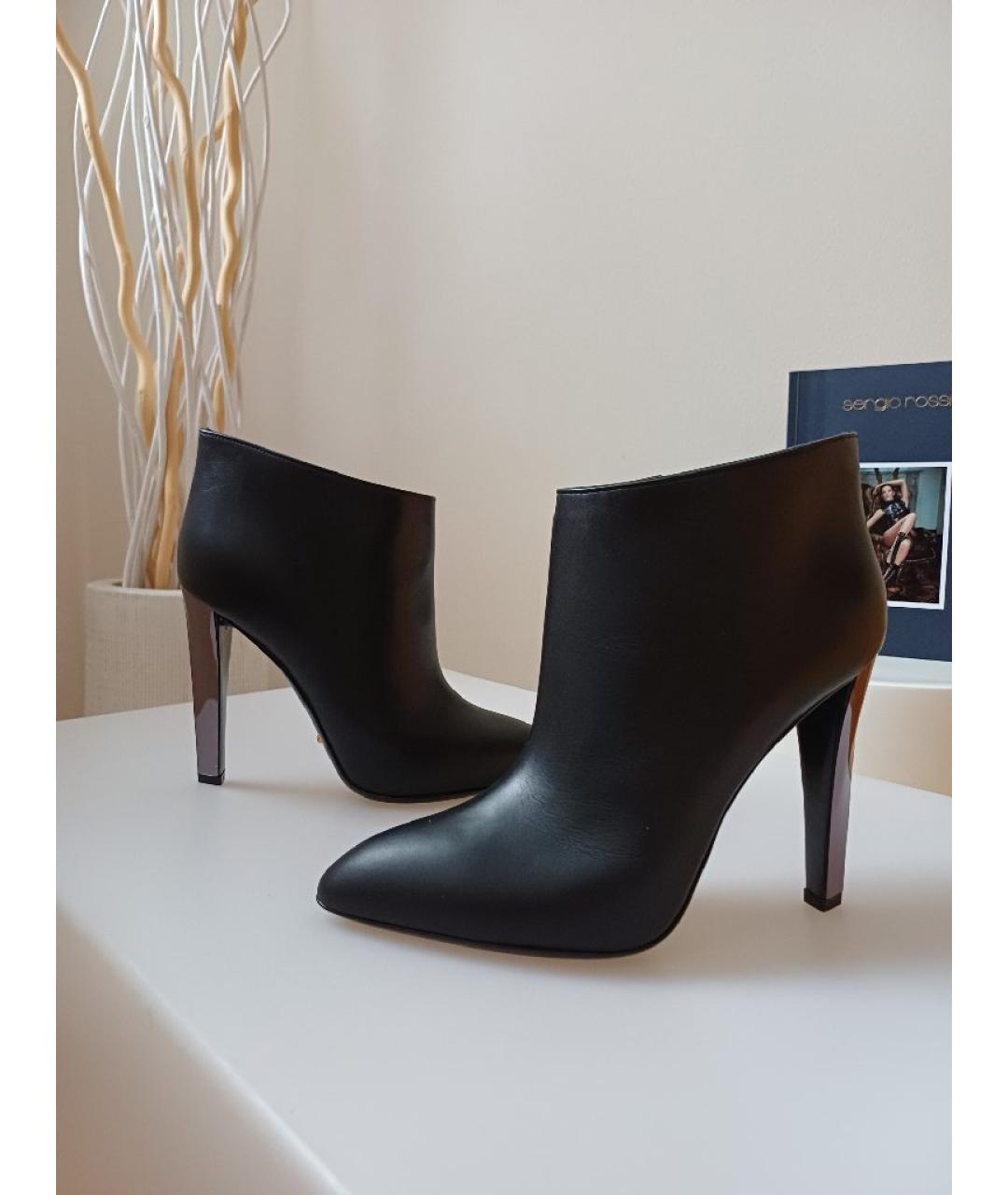 SERGIO ROSSI Черные кожаные ботильоны, фото 5