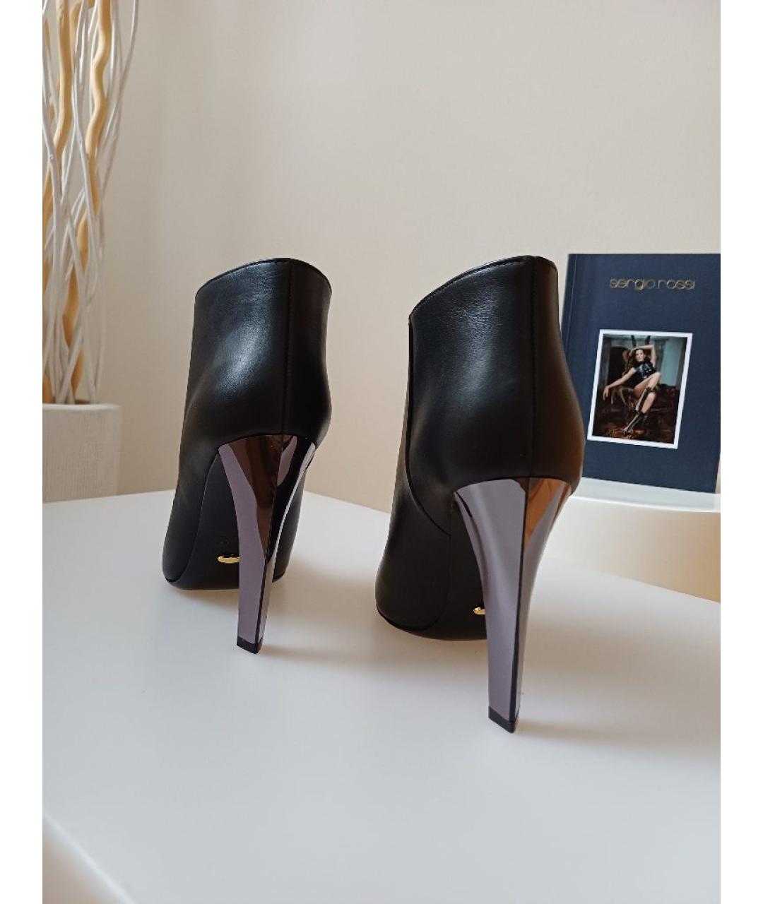 SERGIO ROSSI Черные кожаные ботильоны, фото 8