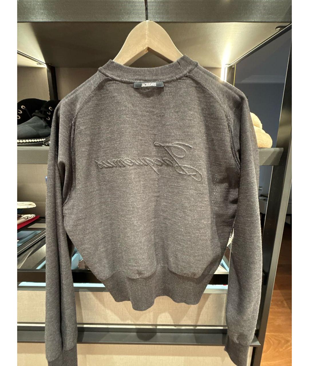 JACQUEMUS Серый хлопковый джемпер / свитер, фото 3