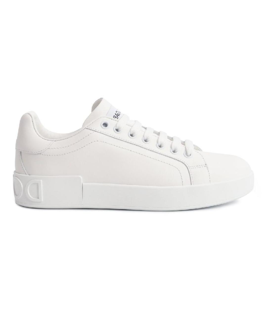 DOLCE&GABBANA Белые кожаные кеды, фото 1