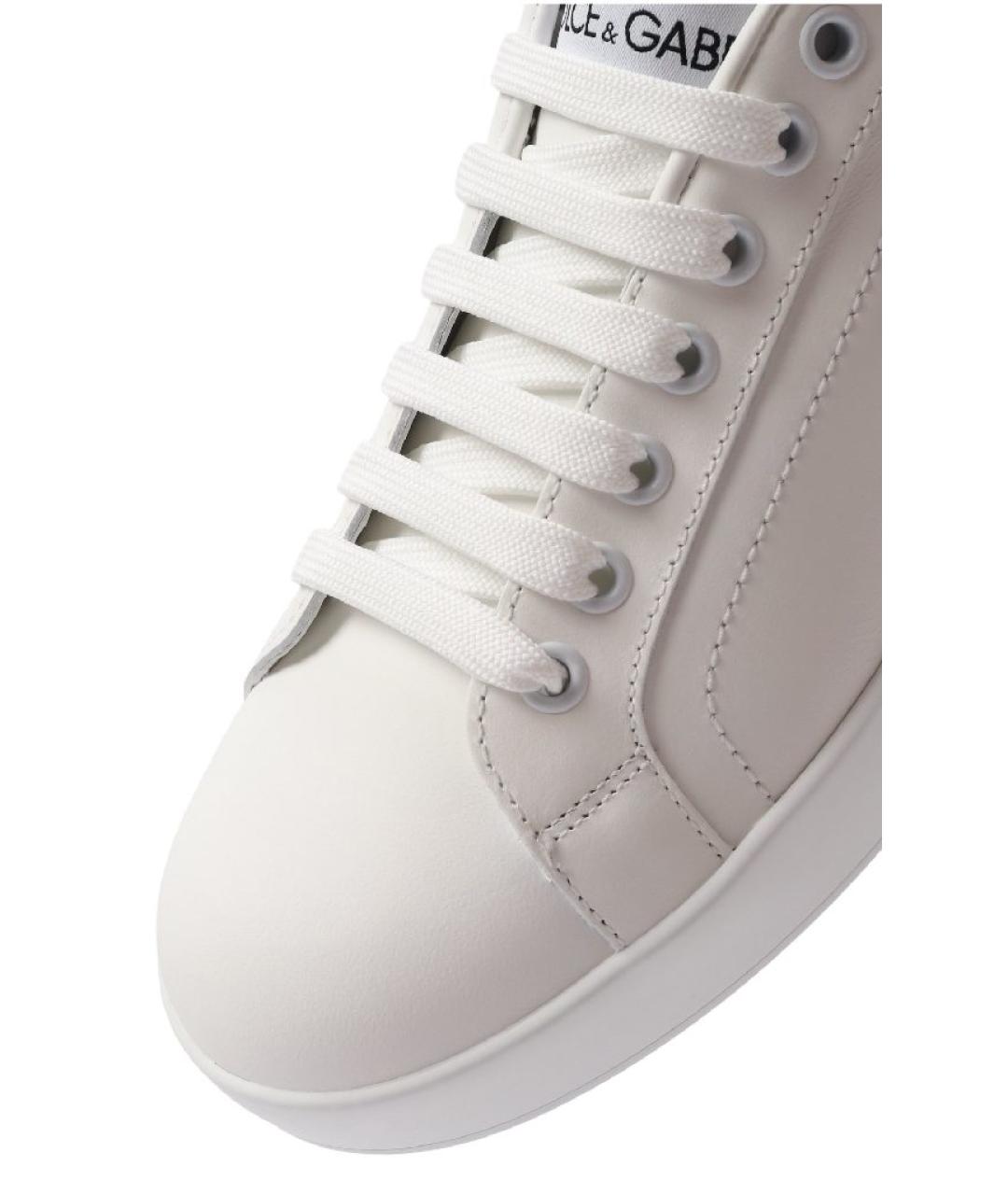 DOLCE&GABBANA Белые кожаные кеды, фото 4