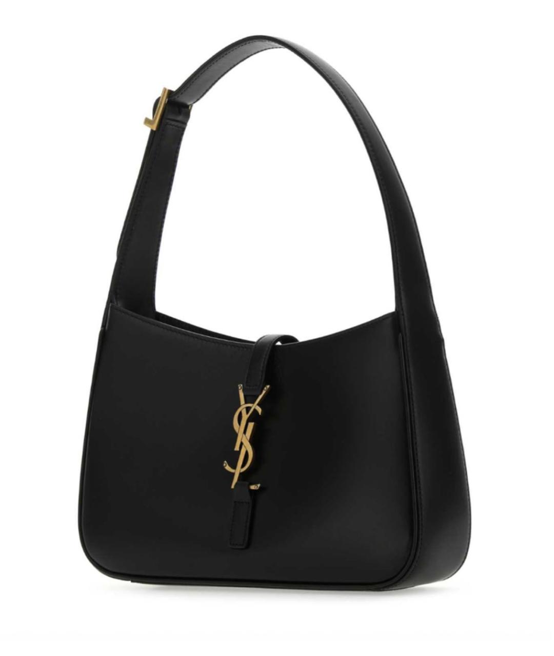 SAINT LAURENT Черная кожаная сумка с короткими ручками, фото 5