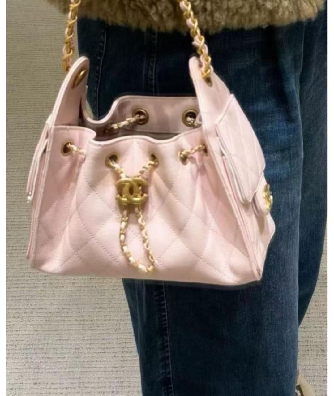 CHANEL Розовая кожаная сумка тоут, фото 3