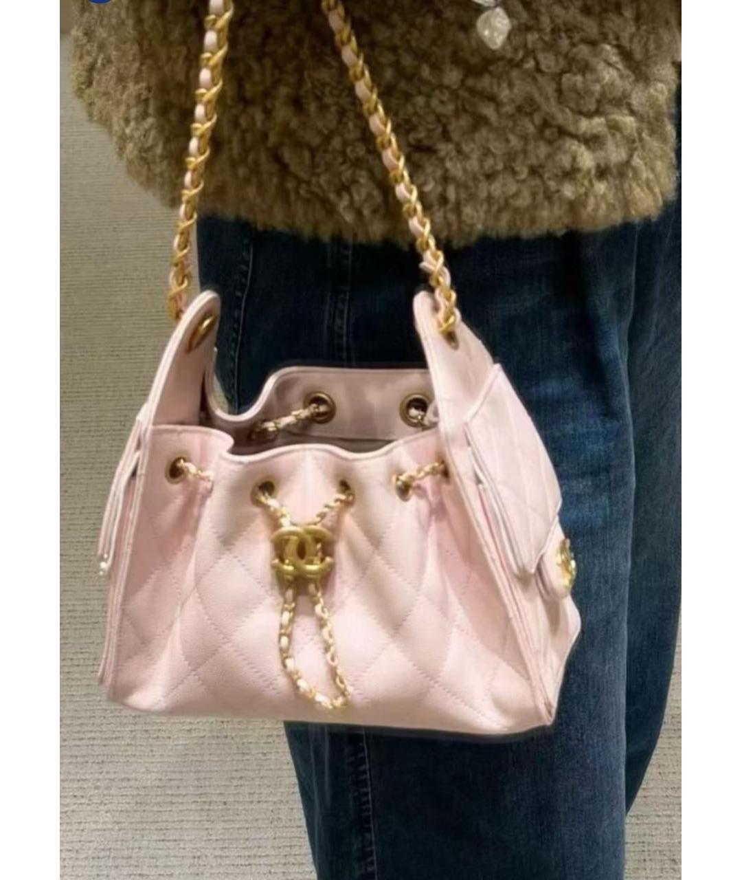 CHANEL Розовая кожаная сумка тоут, фото 4