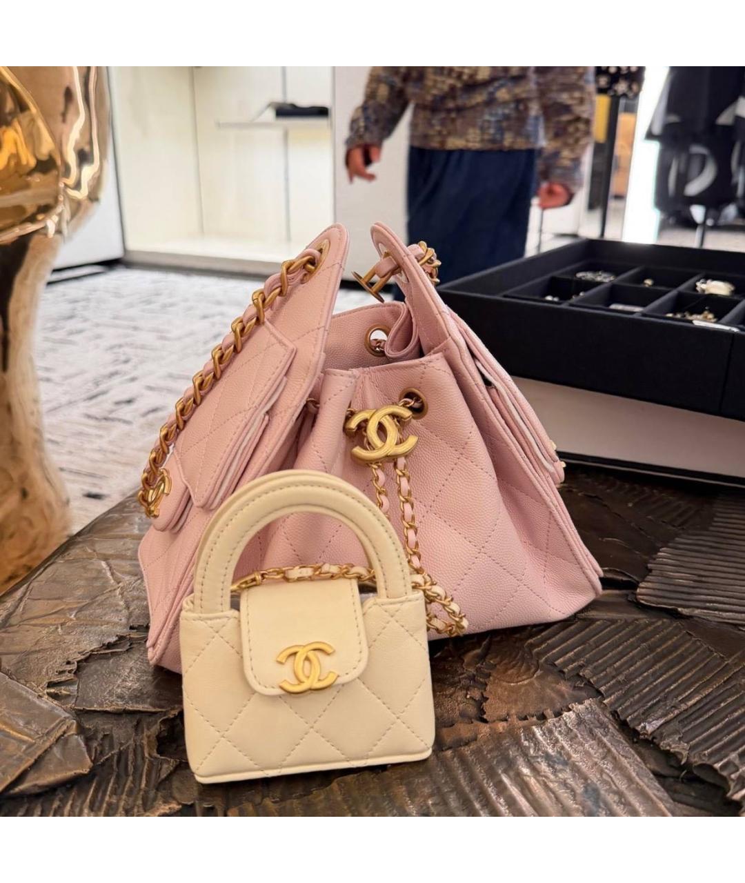 CHANEL Розовая кожаная сумка тоут, фото 5