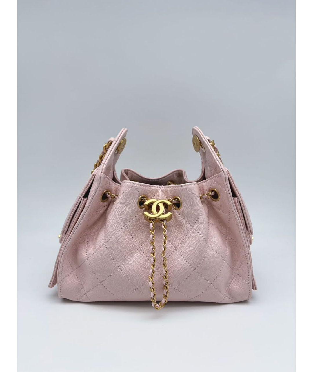 CHANEL Розовая кожаная сумка тоут, фото 6