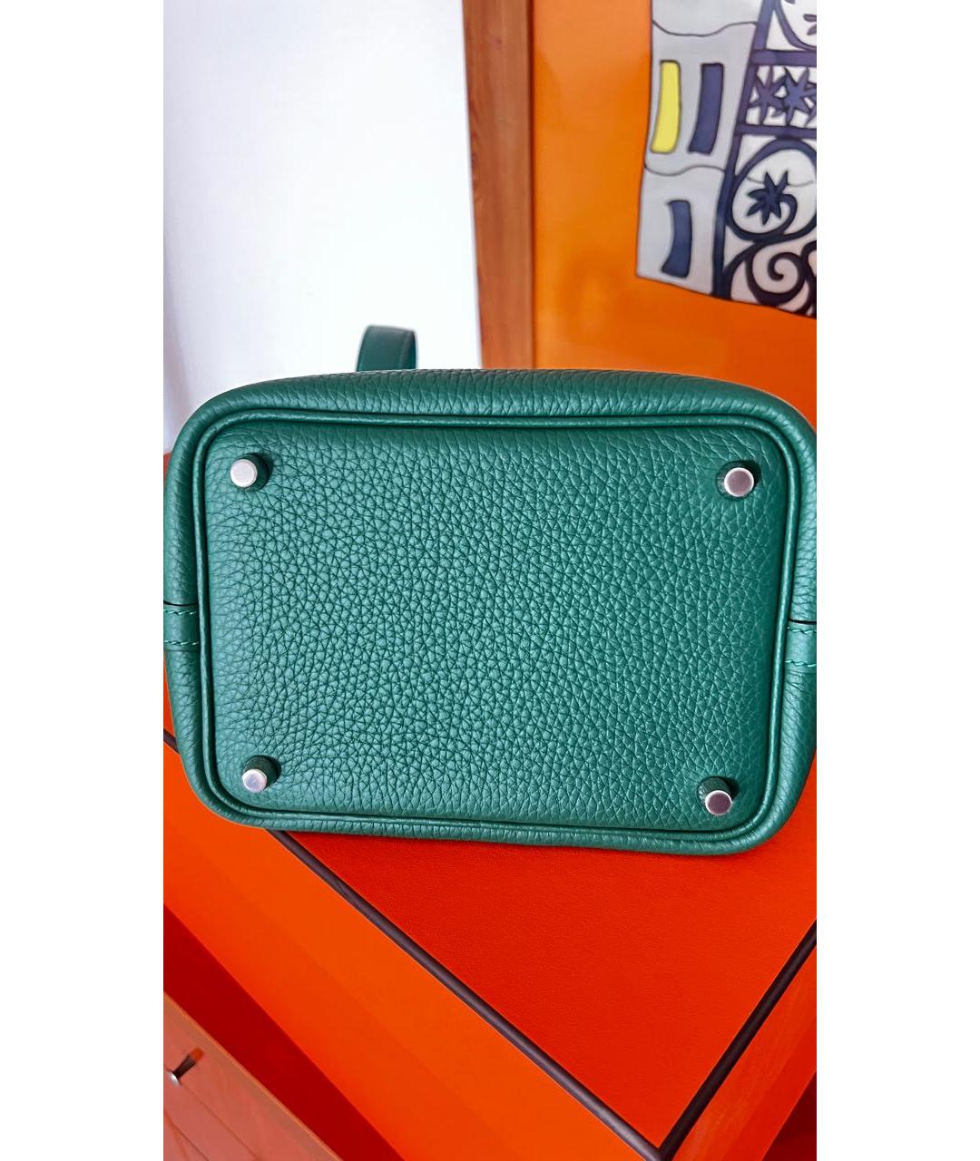 HERMES Зеленая кожаная сумка с короткими ручками, фото 5