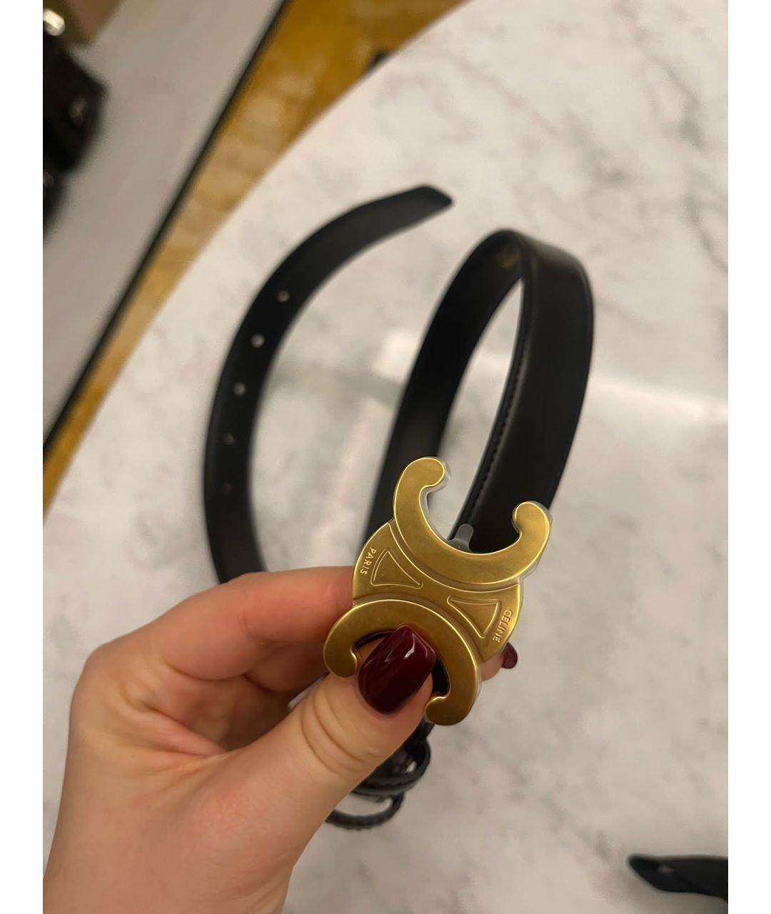 CELINE Черный кожаный ремень, фото 5