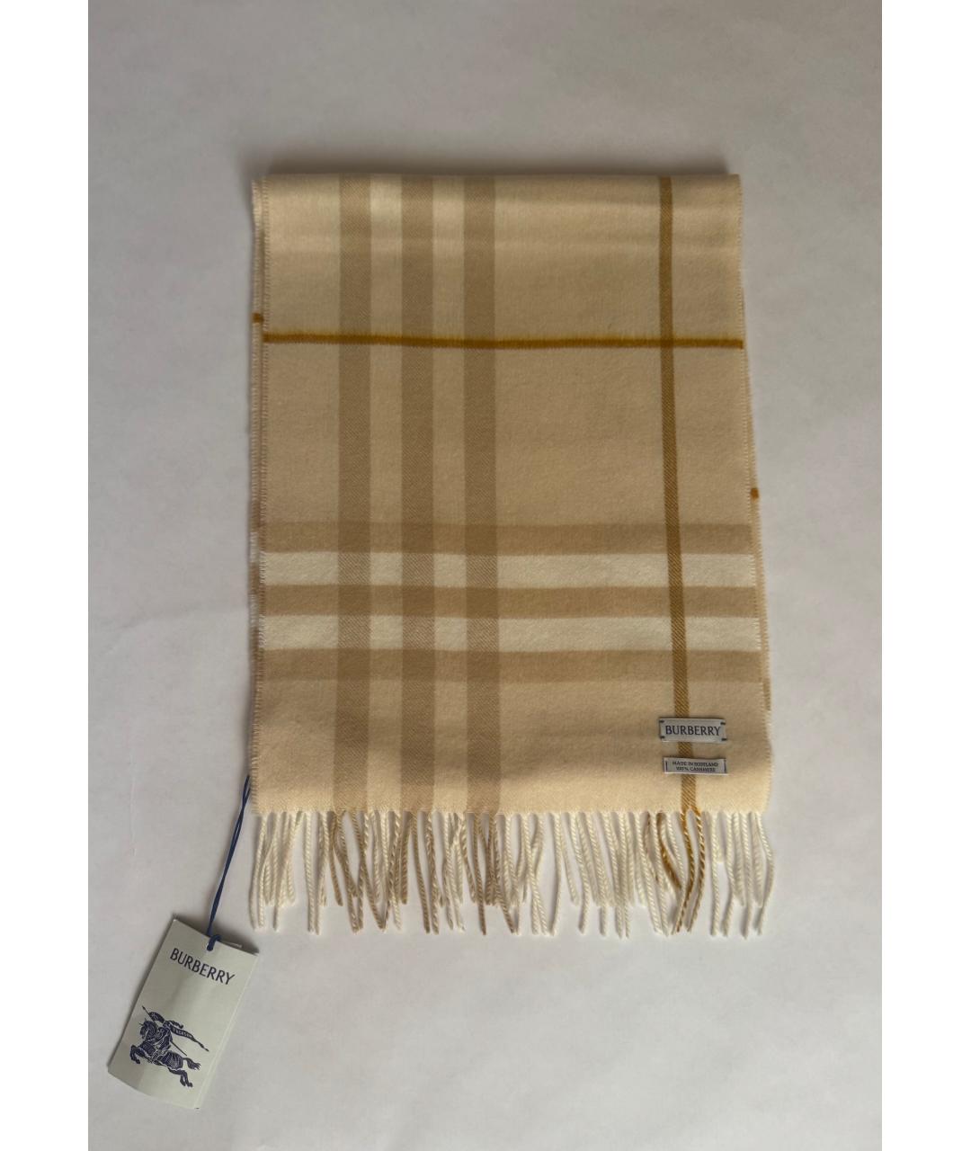 BURBERRY Бежевый кашемировый шарф, фото 5