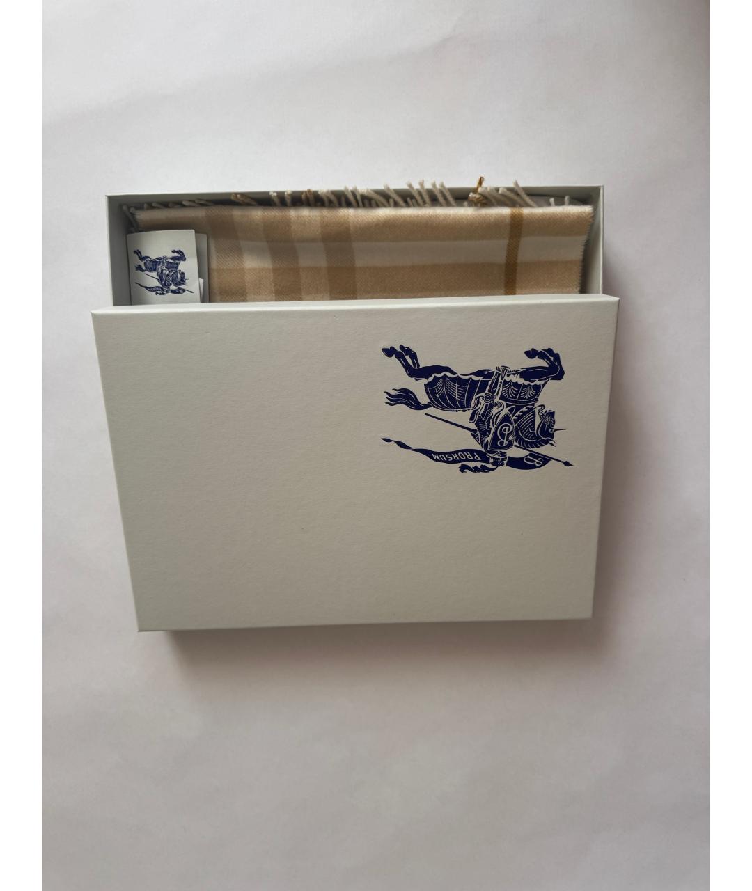 BURBERRY Бежевый кашемировый шарф, фото 4