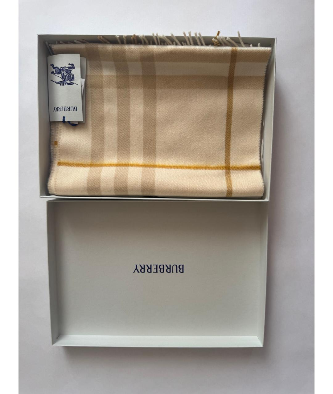 BURBERRY Бежевый кашемировый шарф, фото 3