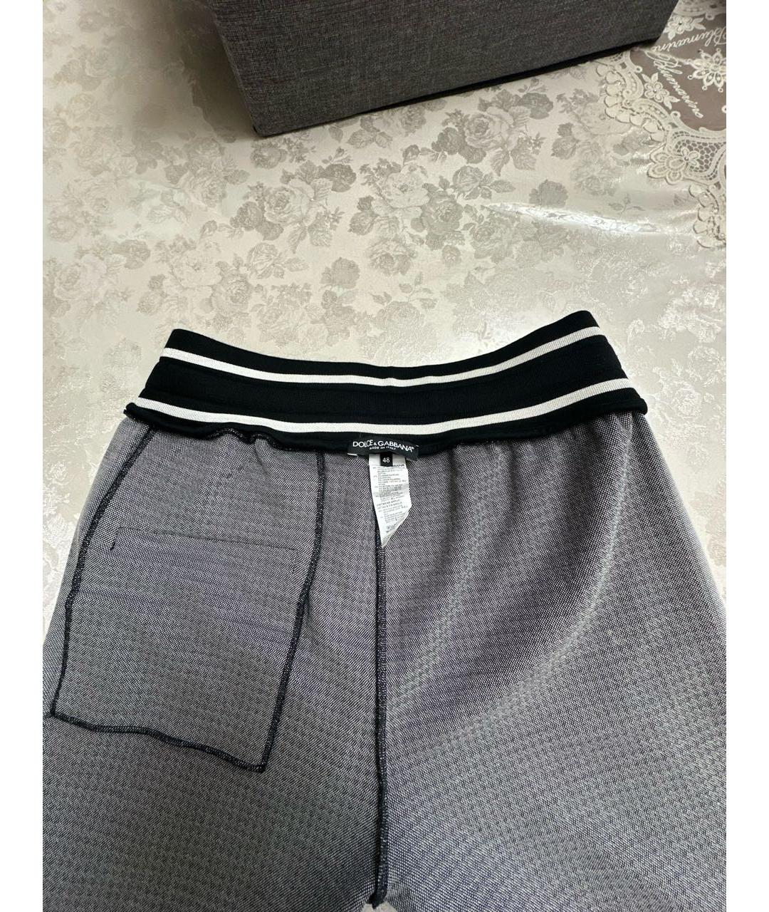 DOLCE&GABBANA Серые хлопко-эластановые прямые брюки, фото 3