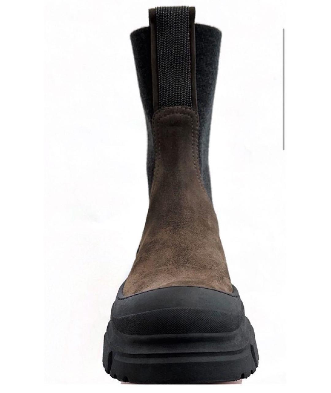 BRUNELLO CUCINELLI Коричневые замшевые полусапоги, фото 7