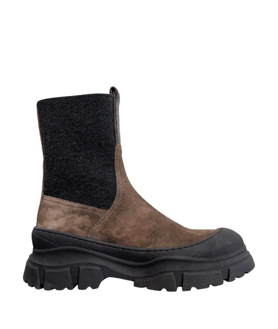 BRUNELLO CUCINELLI Коричневые замшевые полусапоги, фото 1