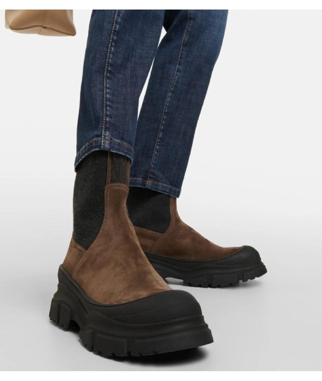 BRUNELLO CUCINELLI Коричневые замшевые полусапоги, фото 4