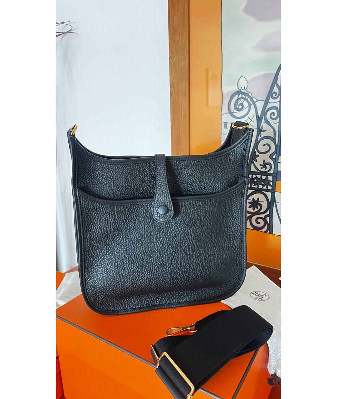 HERMES Черная кожаная сумка через плечо, фото 3