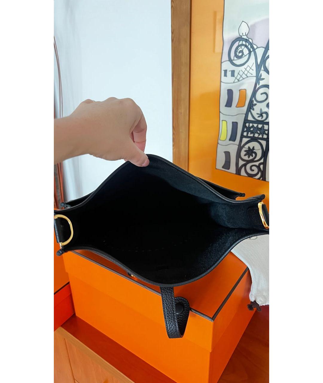 HERMES Черная кожаная сумка через плечо, фото 4