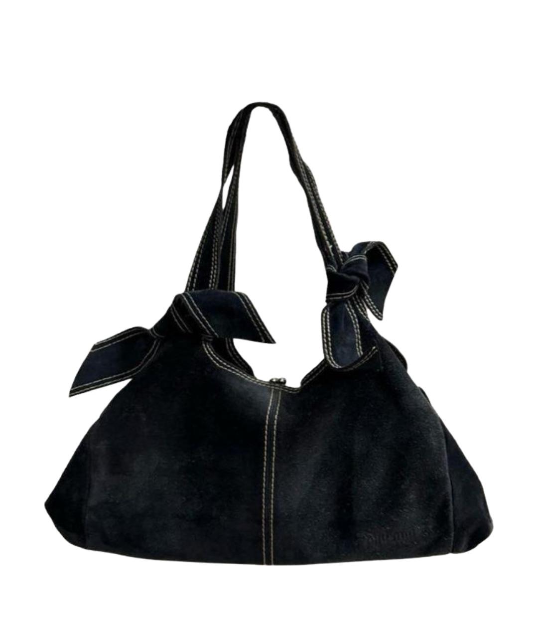 MIU MIU Темно-синяя замшевая сумка с короткими ручками, фото 1