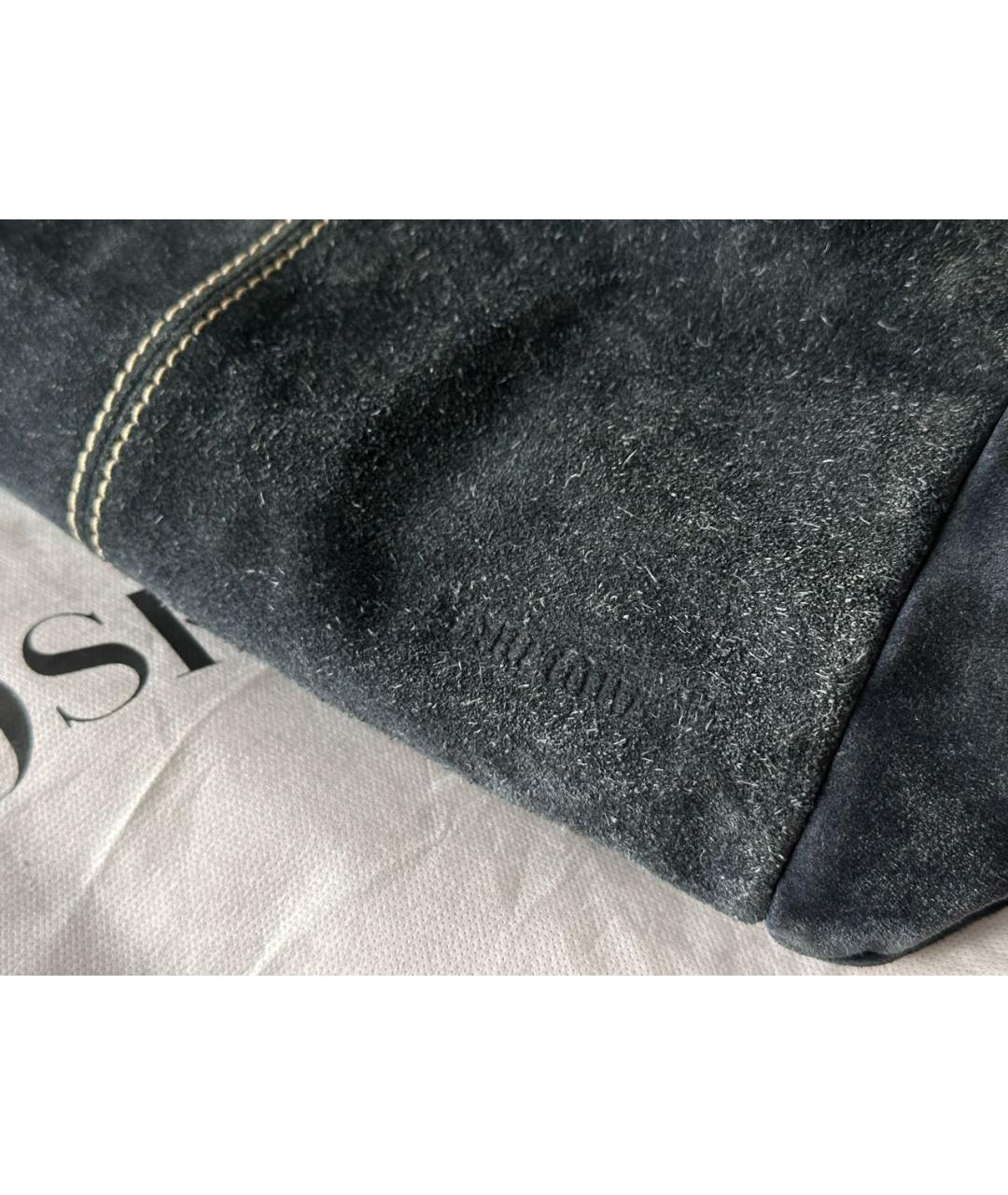 MIU MIU Темно-синяя замшевая сумка с короткими ручками, фото 5