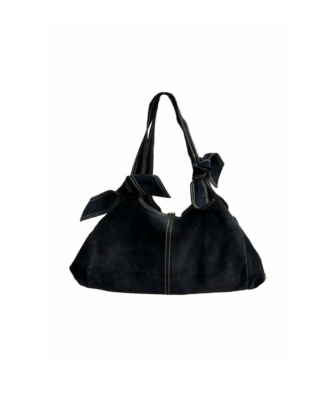 MIU MIU Темно-синяя замшевая сумка с короткими ручками, фото 8