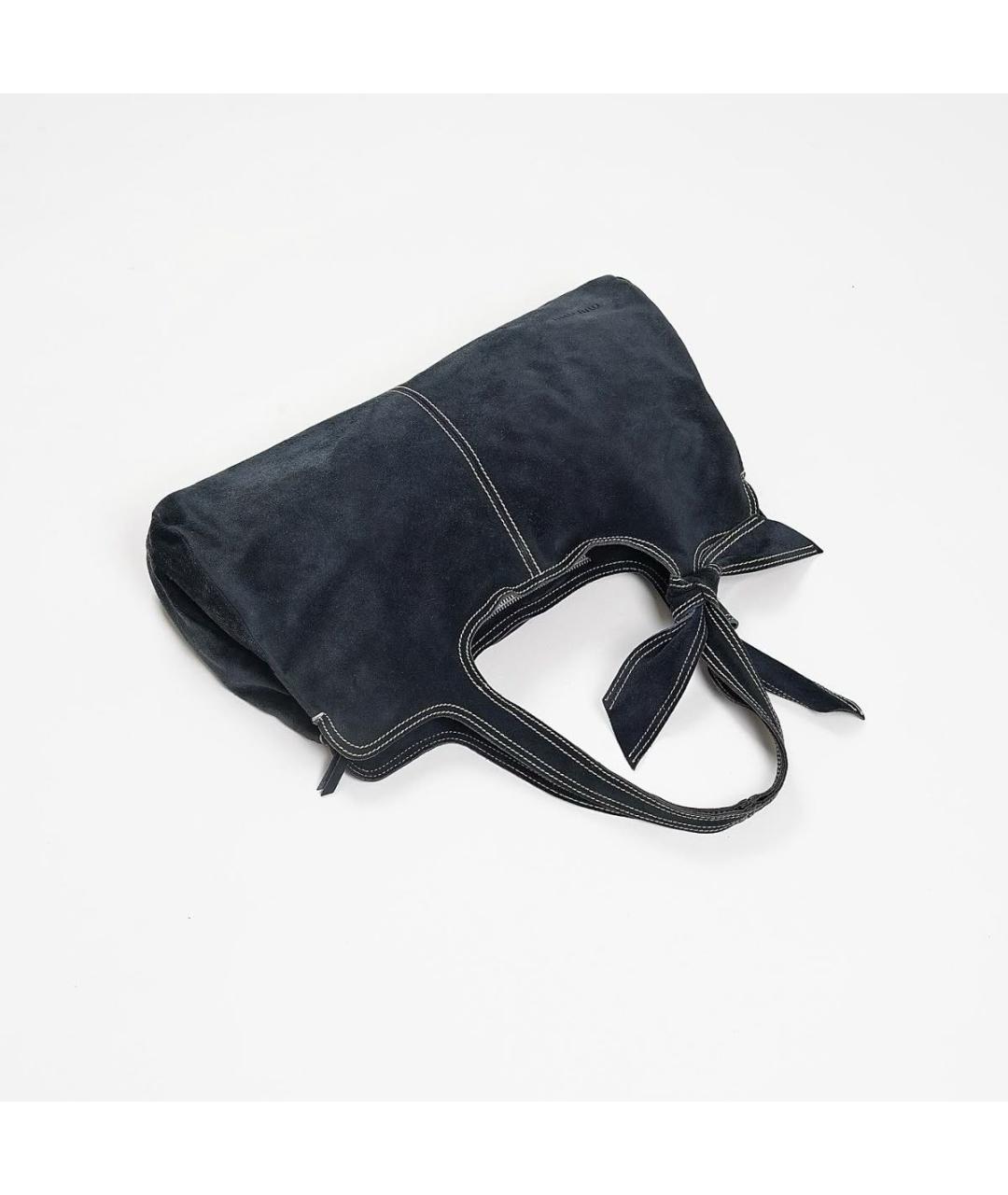 MIU MIU Темно-синяя замшевая сумка с короткими ручками, фото 2