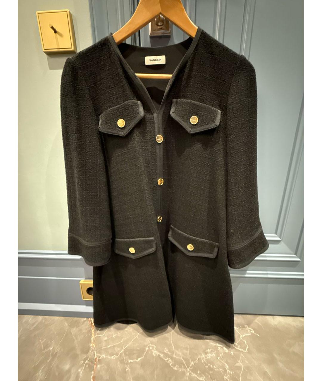 SANDRO Черное твидовое коктейльное платье, фото 6