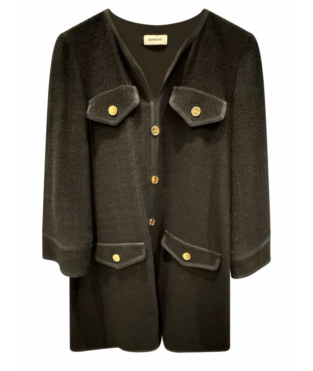 SANDRO Черное твидовое коктейльное платье, фото 1