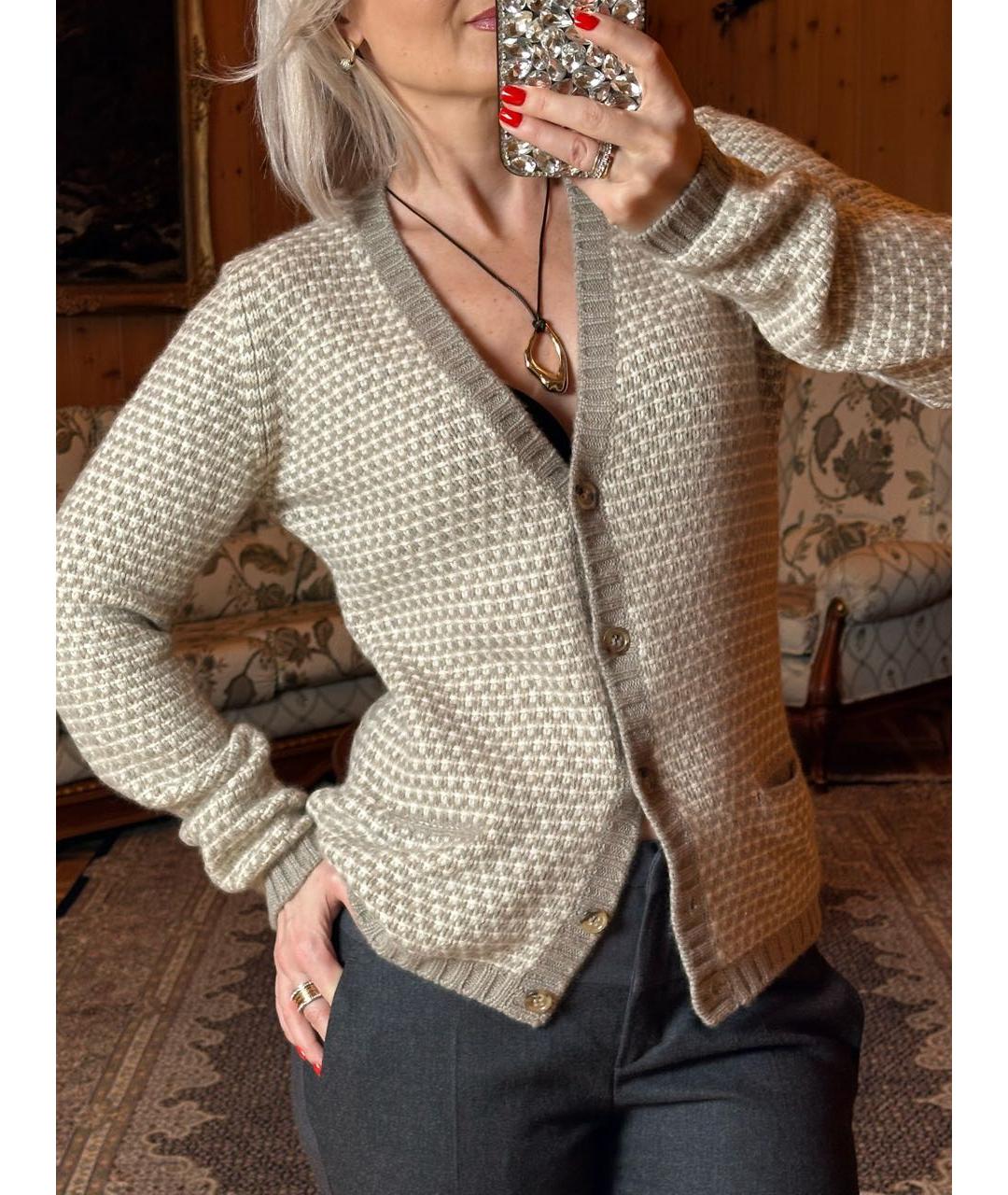 LORO PIANA Бежевый кашемировый кардиган, фото 2