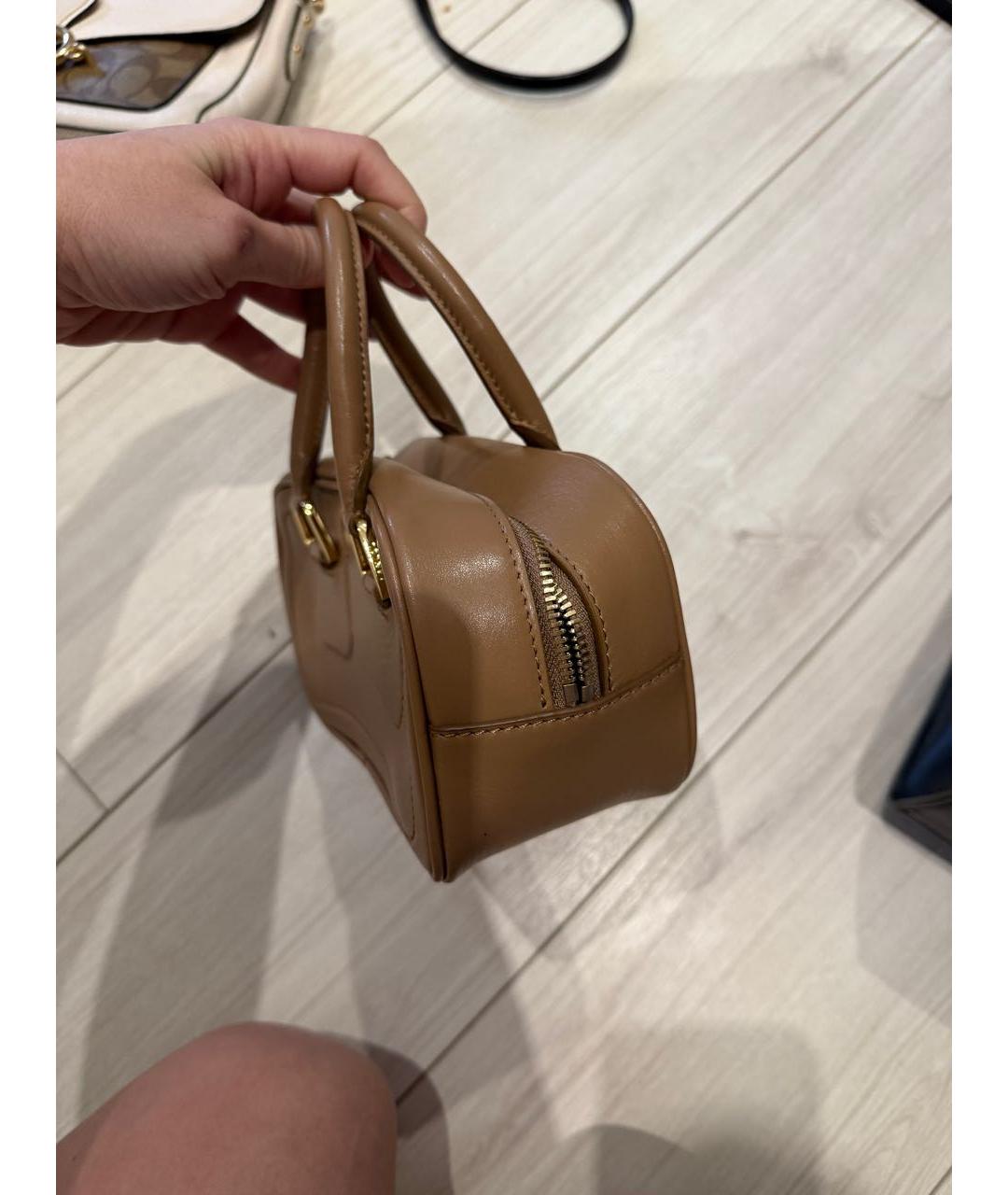 LANCEL Бежевая кожаная сумка с короткими ручками, фото 2