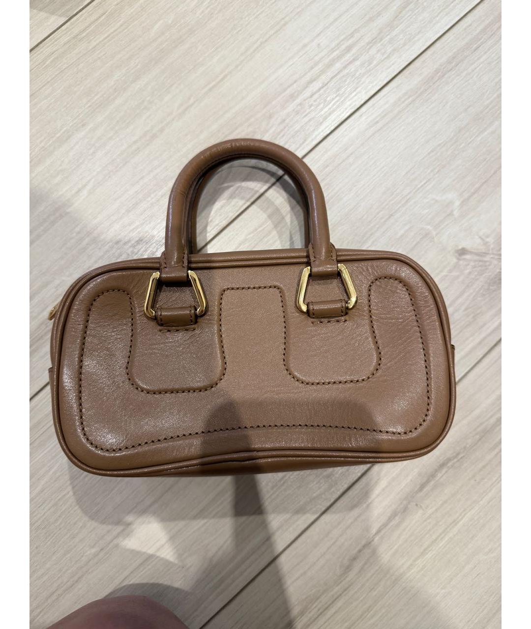 LANCEL Бежевая кожаная сумка с короткими ручками, фото 3