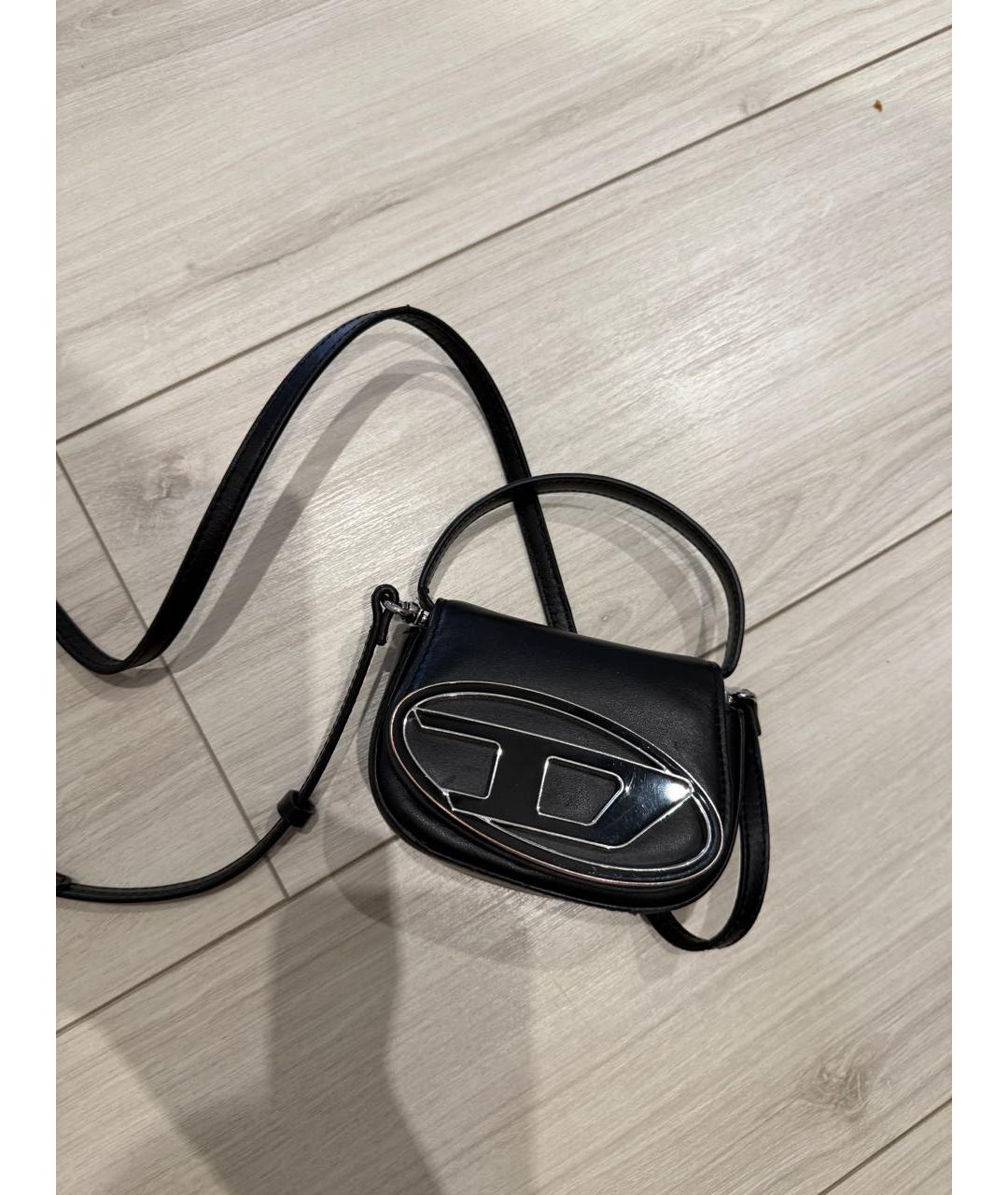 DIESEL Черная кожаная сумка с короткими ручками, фото 5