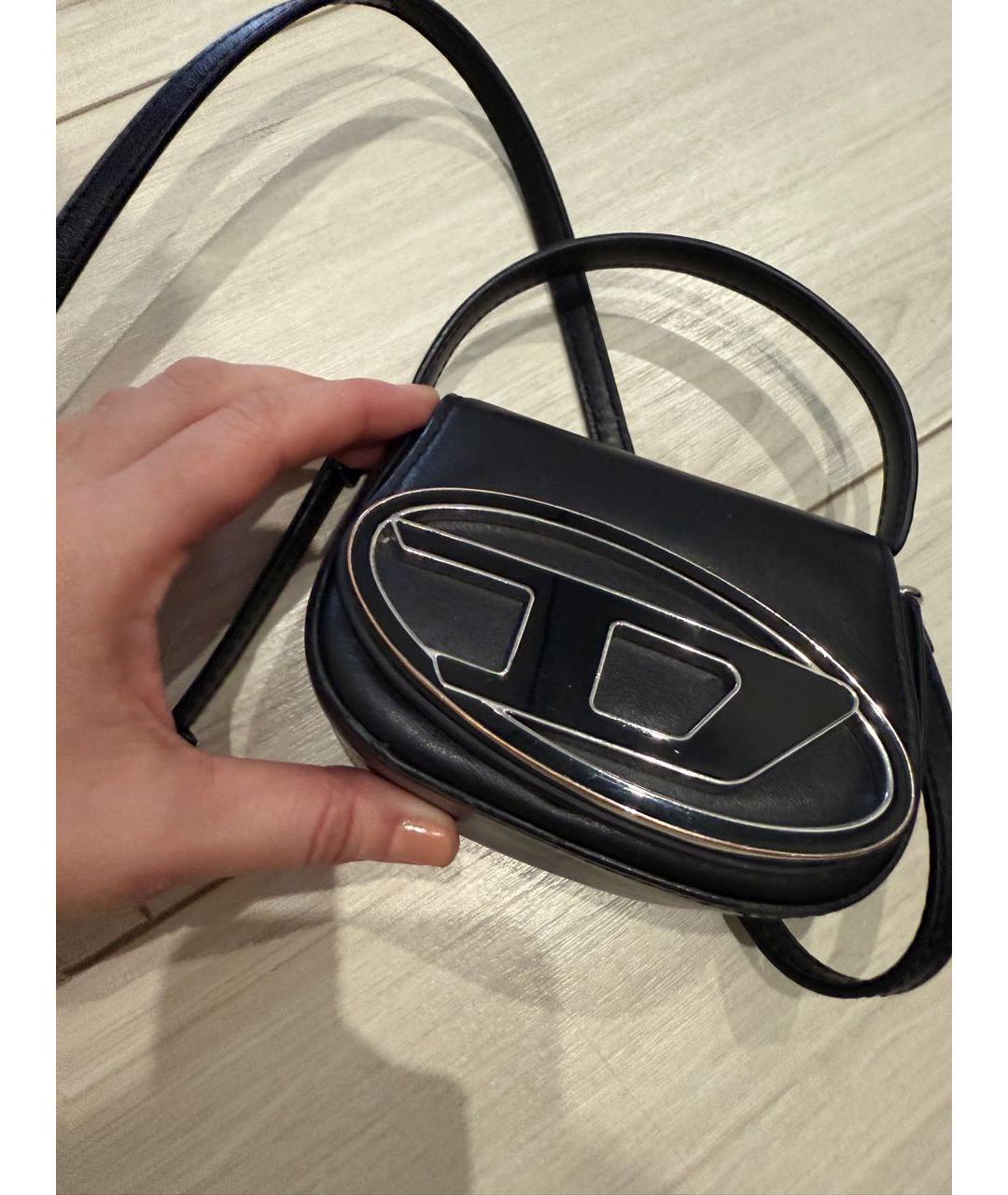 DIESEL Черная кожаная сумка с короткими ручками, фото 3