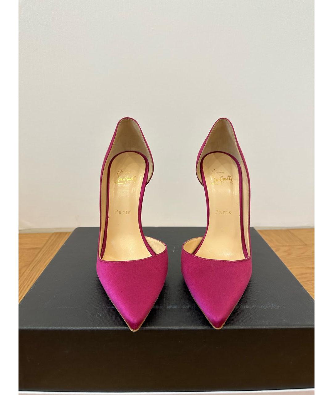CHRISTIAN LOUBOUTIN Фуксия текстильные туфли, фото 2