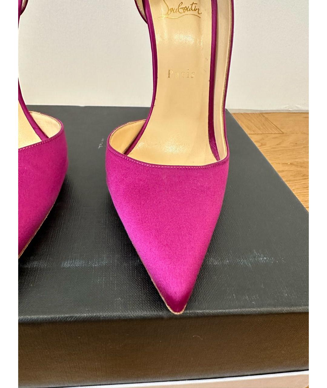 CHRISTIAN LOUBOUTIN Фуксия текстильные туфли, фото 4