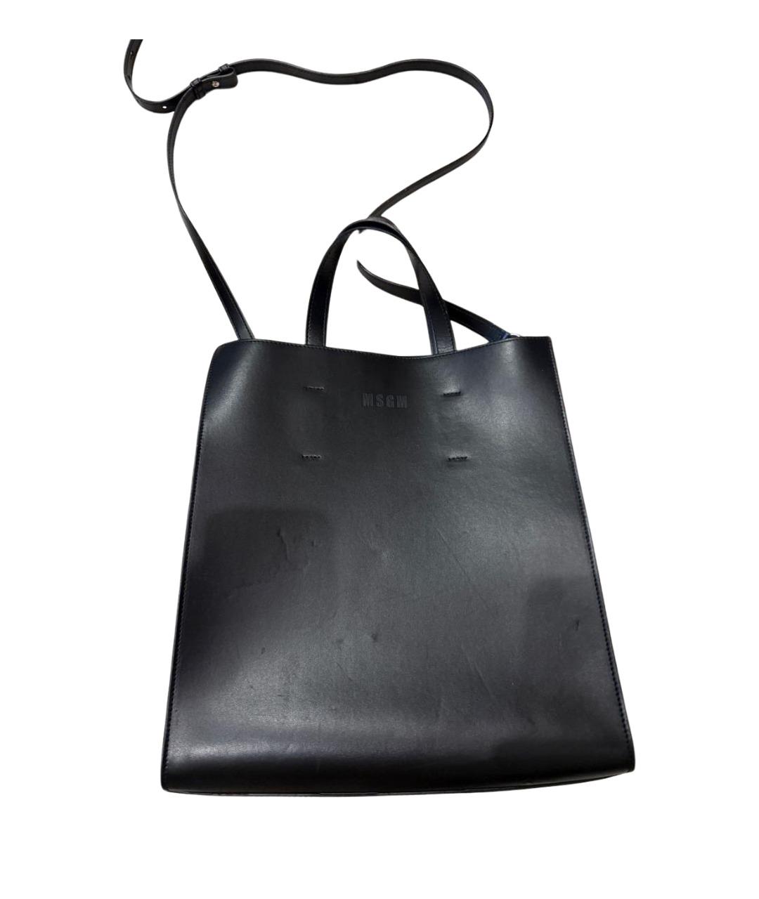 MSGM Черная кожаная сумка с короткими ручками, фото 1