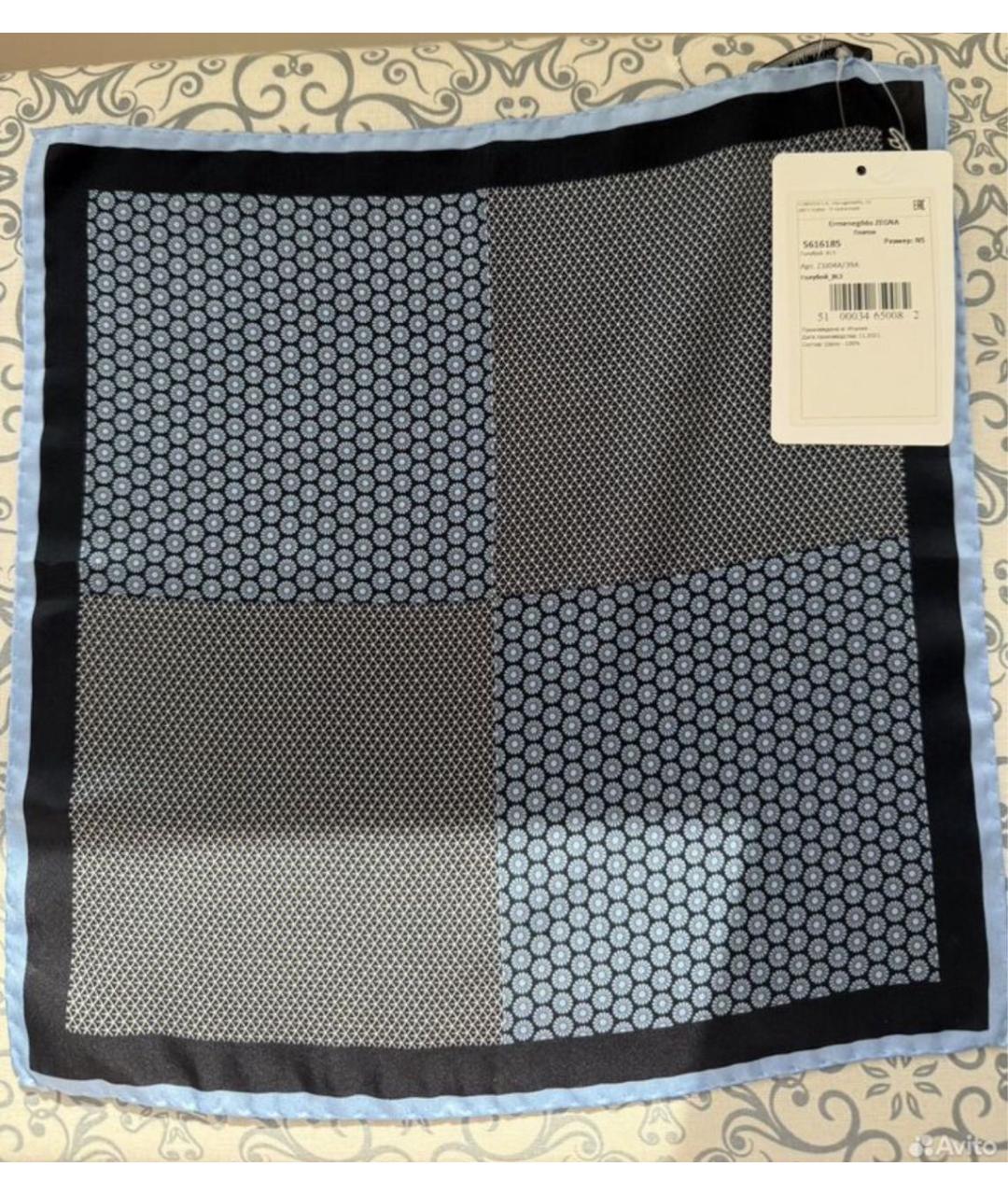 ERMENEGILDO ZEGNA XXX Темно-синий шелковый платок, фото 5